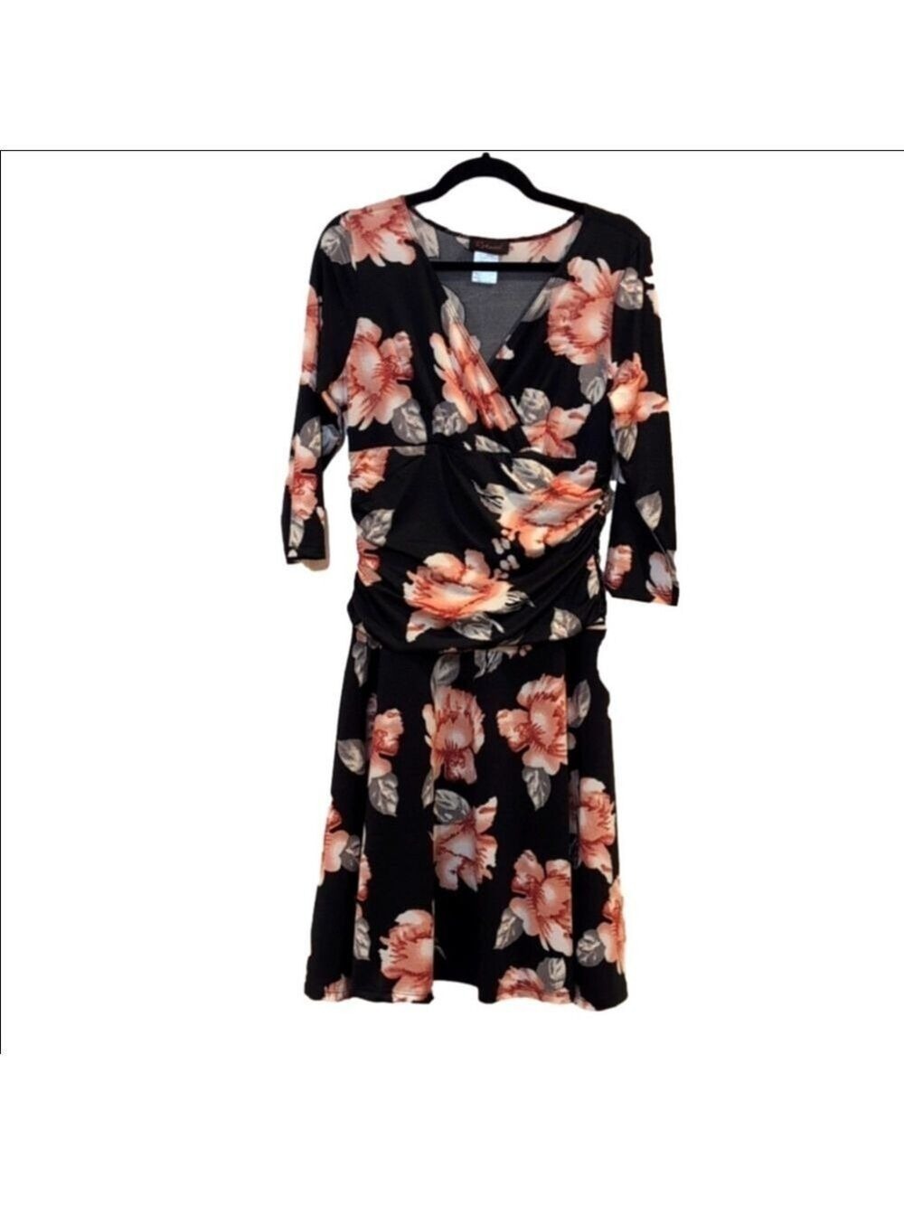 Rekucci Black Floral Midi Dress Size 10